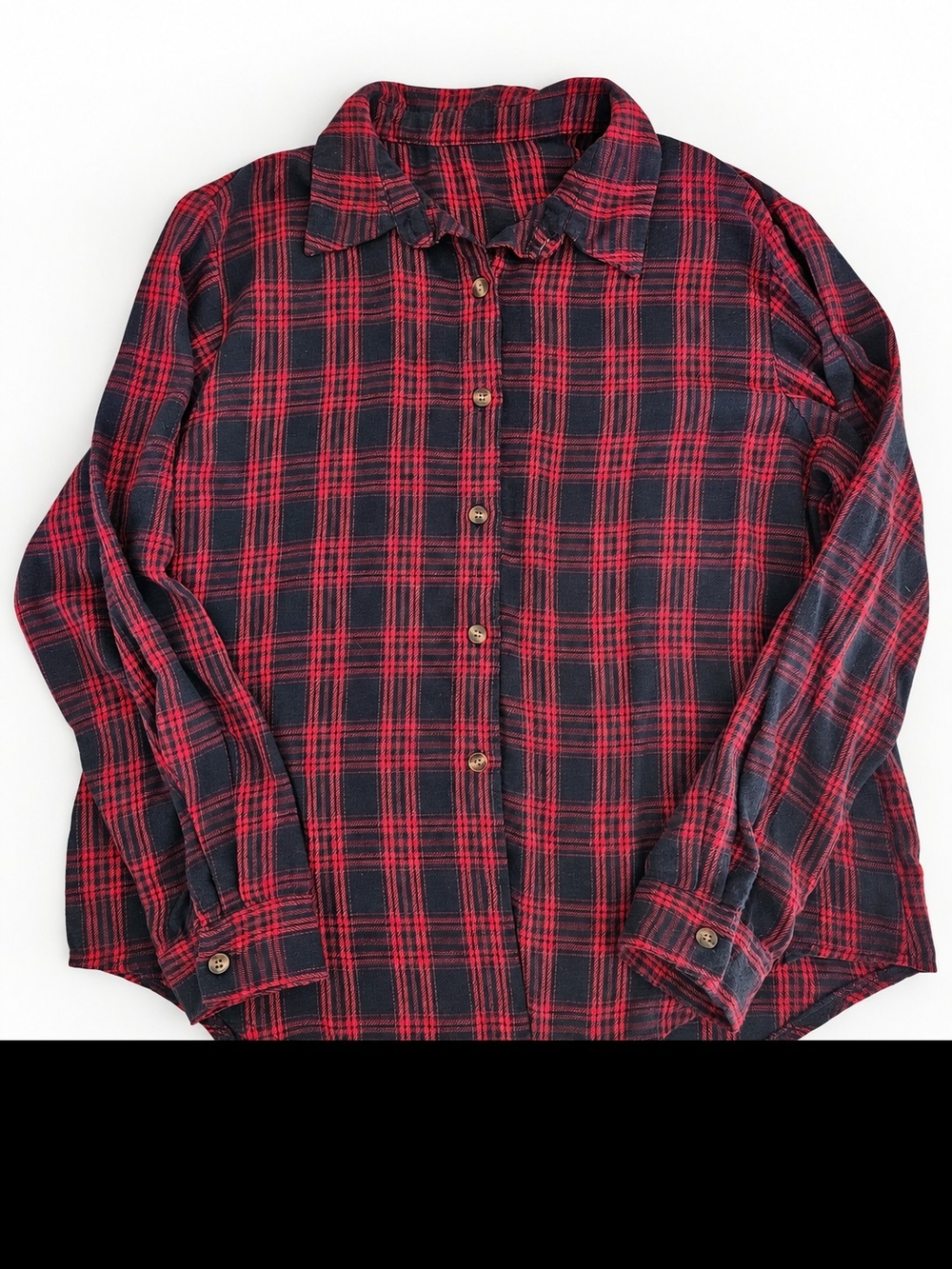 ROMWE Red & Black Plaid Button-Down Shirt